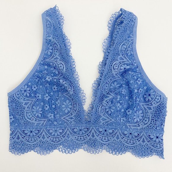 Victoria's Secret Other - NWOT VICTORIA'S SECRET Blue Lace Bralette Unlined Boho Deep V Size Large
